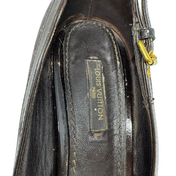 Louis Vuitton Monogram Buckle Pumps Brown Canvas Logo Stiletto Heels 38.5 EU - Picture 8 of 13